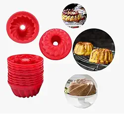 Kit 12 Formas de Silicone Antiaderente para Mini Pudim Bolos Muffins e Cupcakes Reutilizáveis Forno Linha Premium M5 Armarinhos