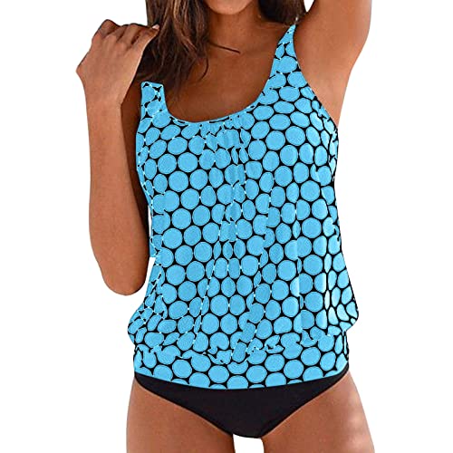 riou Tankinis Mujer 2024 Tallas Grandes Reductor Vientre Estampada en Lunares Traje de Baño Dos Piezas Push Up Monokini Bikini BañAdores Ropa de Baño Verano Viajes Playa La Natacion