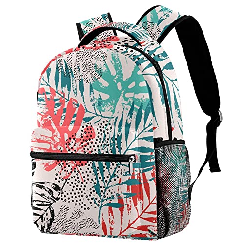 Sac à dos pour homme et femme ergonomique Loptop imprimé feuilles pour soulager le dos