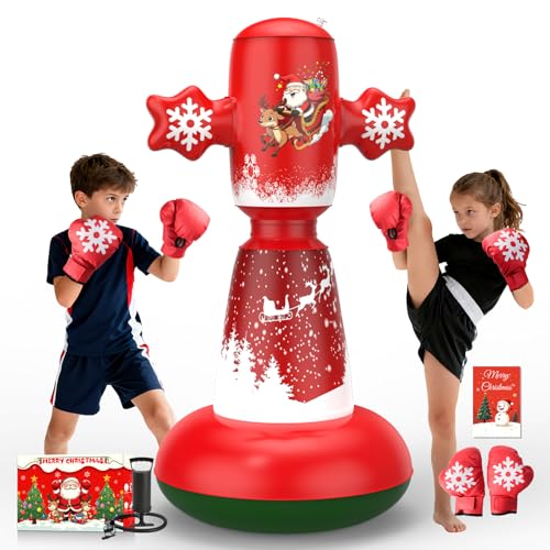 IMAYCC - IMAYCC Sac de frappe pour enfants, kit de boxe avec gants de boxe, sac de frappe gonflable de 147 cm, cadeau pour garçons et filles âgés de 3 à 9 ans pour pratiquer le karaté et le taekwondo