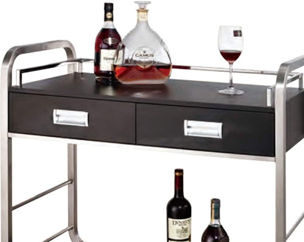 Trolley Bar Serving Cart, Wine Cart for Home Kitchen Hotel Wine Cart Trolley/Rolling Bar Cart with 2 Tier Storage Shelves/Solid Wood Serving Carts