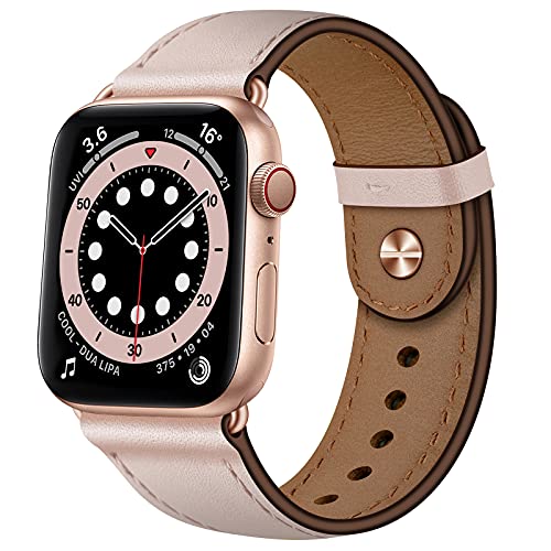 OUHENG Compatible con Apple Watch Band 44 mm, 42 mm, 40 mm, 38 mm, correa de repuesto para iWatch SE Series 6 5 4 3 2 1 (arena rosa/oro rosa, 44 mm 42 mm)