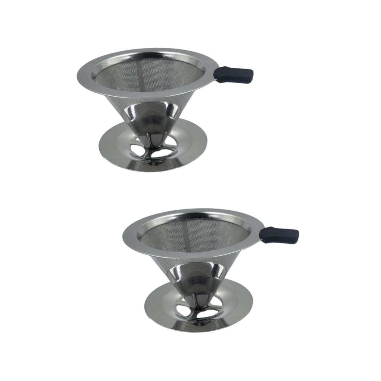 ARTIBETTER 2pcs Stainless Dripper with Stand Double Funnel for Smooth Brewing Reusable Easy to Clean Filter for Coffee and Enthusiasts