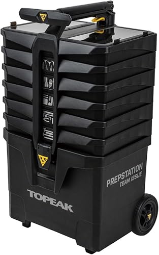 Topeak PrepStation Team Issue Tool Station – 48‑Piece Professional Bike Tool Set in Rolling Trolley with 5″ Wheels & 7‑Compartment Trays