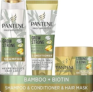 Pantene Grow Strong Shampoo and Conditioner Set + Keratin Hair Mask Helps Reduce Hair Loss, Shampoo, Hair Conditioner & Hair Mask, Gifts for Women 400ml/275ml/160ml