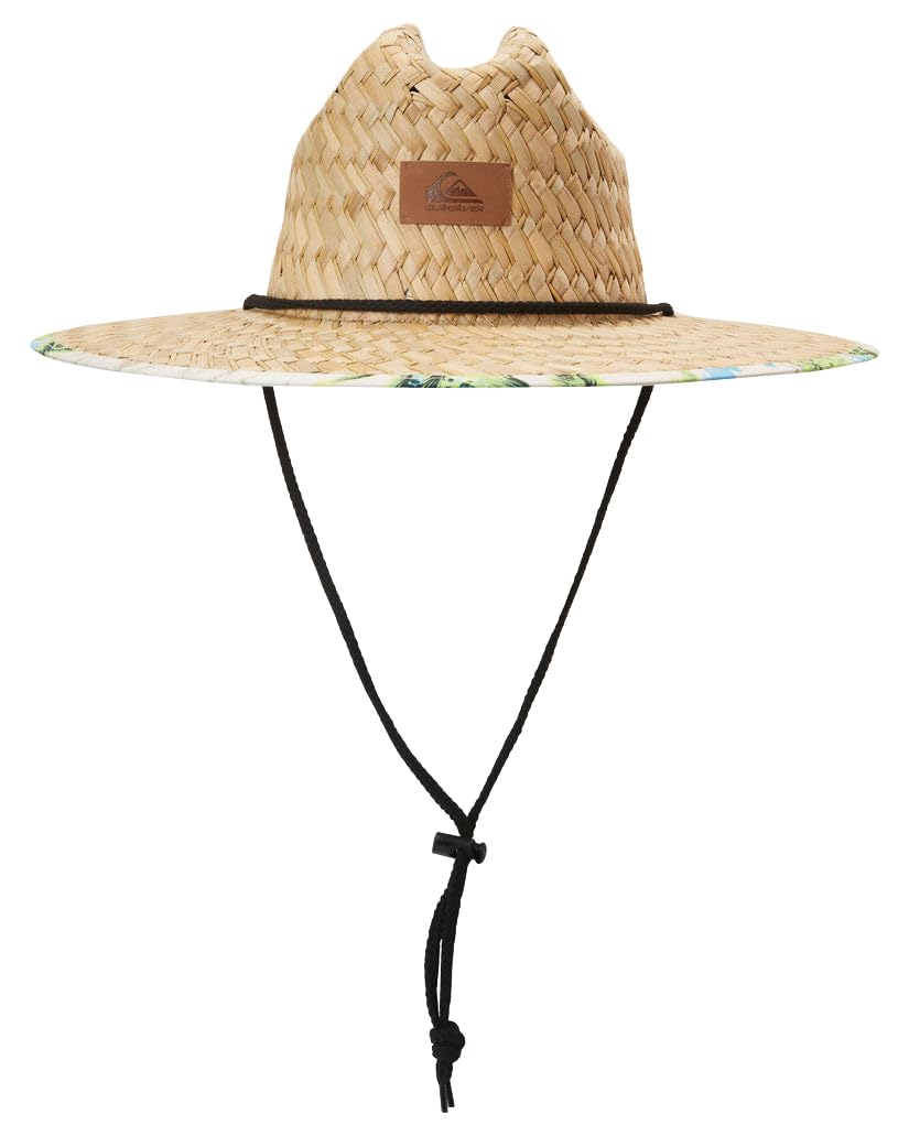 Quiksilver Men's Pierside Print Lifeguard Straw Sun Hat, Black/Black