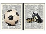 Vintage Soccer Wall Art LARGE 11x14 - Retro Decor for Boys Room, Gym, Workout Room, Game Room, Sports Bar, Man cave - Sports Room Decor - Home Decor for Kids Bedroom, Sports Fan, Futbol Fan UNFRAMED