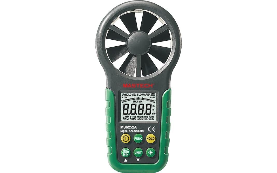 Anemómetro Digital MASTECH MS6252A MS6252B MS6252D Medidor de Velocidad del Viento Volumen de Aire Tester de Temperatura Ambiente Humedad con Interfaz USB Interfaz Inalámbrica(MS6252A)