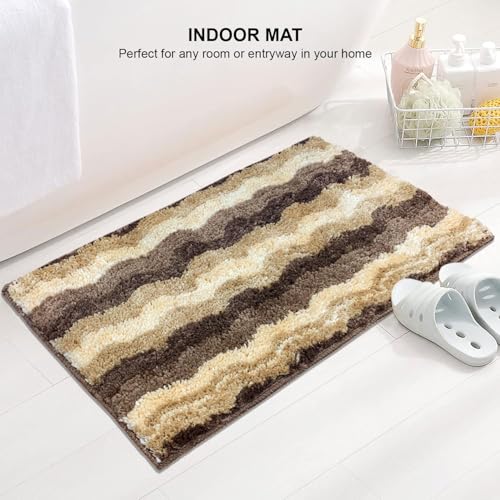 Image of Luxe Home Birmingham Bath Mat Super Soft Microfiber 2200 GSM Bathroom Mats Water Soak Anti-Skid Door Mats for Home Combo, Bedroom, Floor Mat 38x58 cm (Amber) Pack of 2