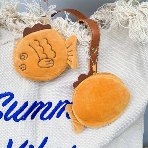 2Pcs Brown Cute Plush Coin Purse Keychain, Mini Wrist Purse Bag, Soft Animals Coin Purse with Zipper, Plush Pouch for Crossbag Shoulder Bag Handbag Car Pendants4