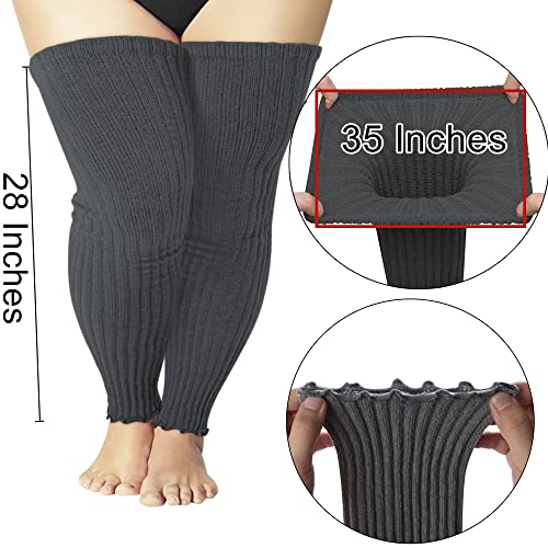 Image of Women's Plus Size Leg Warmers Knit Over Knee High Footless Socks for Thick Thighs