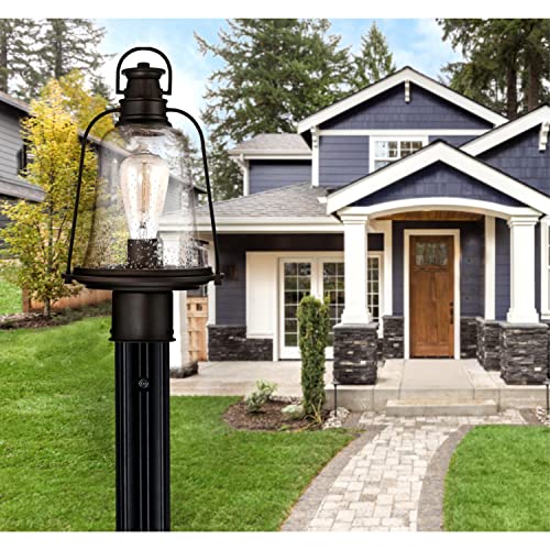 Westinghouse Lighting 6123500 Fixture Post With Ground Convenience Outlet And Dusk To Dawn Sensor, Textured Black Finish #TOP1