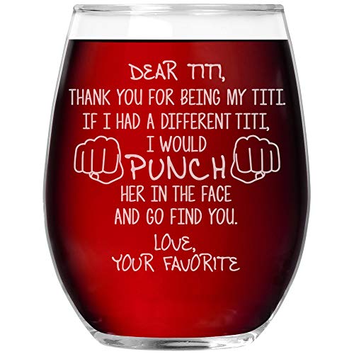 Titi Wine Glass Stemless Laser Etched Cup Funny For Birthday Best Idea Ever From Niece Nephew Z-16T