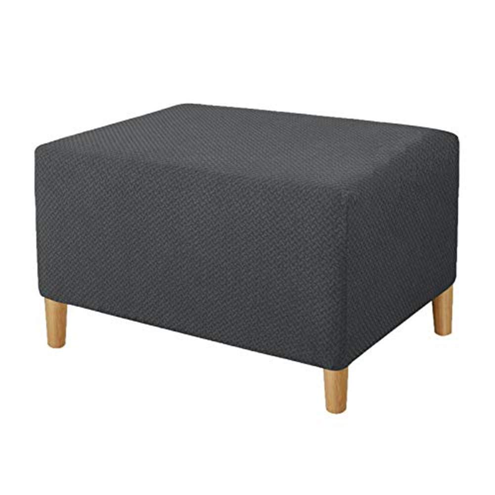 SYLC Footstool Cover Rectangle, Ottoman Covers Stretch, Storage Stool Cover, Footstool Protector Cover Dustproof, Ottoman Slipcovers (Dark gray,L)