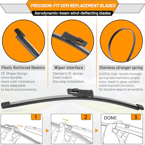 Image of OEM Windshield Wiper Blade Replacement for VW Volkswagen ID.4 ID4 2021 2022 2023 2024 2025 Original Equipment All -Season Rear Wiper Blade Set 28+18+11 (Set of 3)