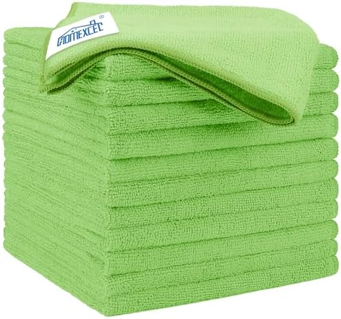 HOMEXCEL Mikrofaser-Reinigungstuch, 12 Stück, 31,8 x 31,8 cm, Mikrofaser-Handtücher für Autos, Ultra-saugfähig, fusselfrei, streifenfrei, Reinigungstücher für Auto, Küche und Fenst