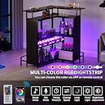 YITAHOME L Shaped Mini Home Bar Unit for Living Room with Music Sensing LED Light, Tall Bars Furniture Table with Wine Rack Alcohol Storage Glasses Hanger Footrest for Kitchen Pub, Black - Image 4
