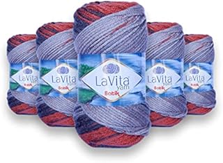 LaVita Yarn Batik Hand Knitting Yarn, 5-Pieces Pack, 100% Acrylic Yarn, 1 Ball 100 gr, 170 mt (DG14-Allium)