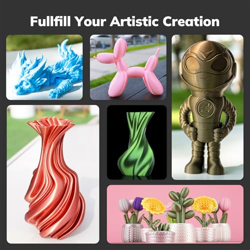 Image of AMOLEN Silk PLA Filament 1.75mm 3D Printer Filaments, Accuracy ±0.02mm Shiny Filament for 3D Printing, 1kg(2.2lbs) Spool, Compatible with Most FDM Printer