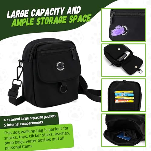 COOWONE wasserdichte Hundeleckerli-Tasche, Hohes Volumen Hundespaziergang Tasche,Kompakt und leicht Leckerli-Tasche für Hunde, Hundetasche mit Poop Bag Dispenser, Crossbody Bag für Hundetraining