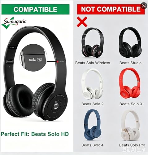Almohadillas de repuesto para auriculares Solo 1.0 de Monster Beats by Dr. Dre, cubiertas para orejas, accesorios compatibles con modelos Solo HD con cable, color gris miniatura 2