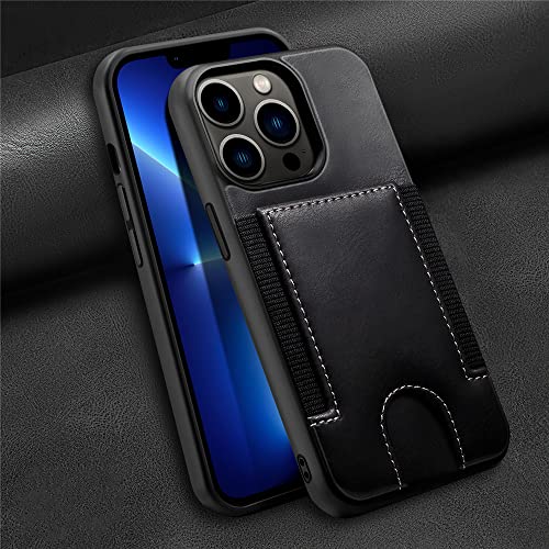 Étui pour iPhone 11 noir anti-rayures avec rangement carte bancaire et béquille