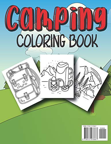 Camping Coloring Book: A Collection of Cute Illustrations of Kids Camping, Camping Gear, Lakes, Mountains and more, Camping Coloring book for Camping ... Men, Women ( Best Gift for Kids all ages ) image 4