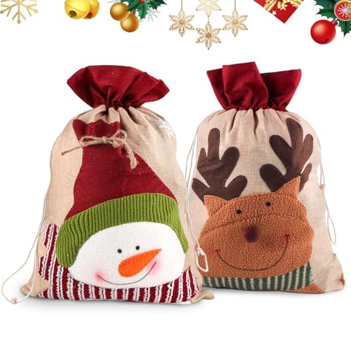 SneiDr 2 Stück Geschenkbeutel Weihnachten Mit Kordelzug 50×34 cm...
