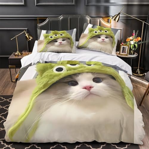 Housse de couette microfibre ultra douce et hypoallergénique chat 3D