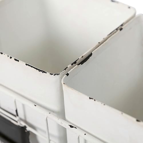 Miniatura 6 de NIKKY HOME Farmhouse - Cubertería con 3 compartimentos, para encimera, para cucharas, cuchillos, tenedores, color blanco