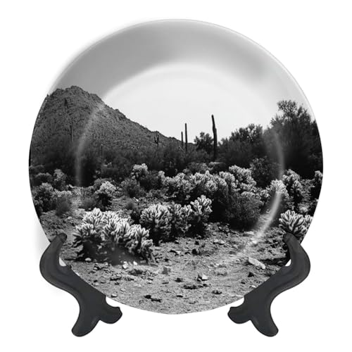 Decorative Plates for Display San Tan Mountains Sonora Desert Arizona Gift Plates Ceramic Collections Plates Hanging Artwork for Living Dining Room Kitchen Souvenir