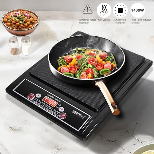 Image of Sheffield Classic 1400W Portable Induction Cooktop | Soft Push Buttons, 7 Preset Modes, Easy Touch Control | Auto Shut‑Off, Fast Heating & Energy‑Efficient Electric Stove - Black
