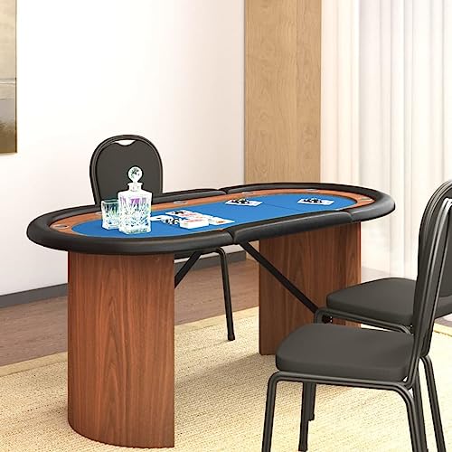 Tables-Poker & Games Tische-10-Spieler-Pokertisch, Blau, 160 x 80 x 75 cm