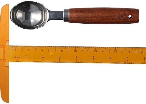 Miniatura 4 de Cuchara de helado de acero inoxidable con mango de madera, cuchara de hielo de metal para congelador, cuchara de galletas de café, accesorios de