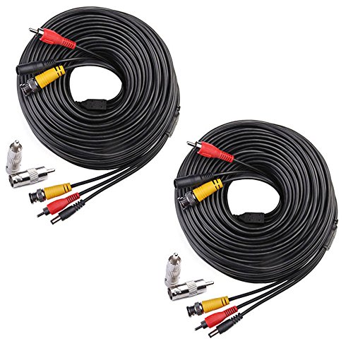 Masione 2 Pack 150 Feet Audio Video Power Security Camera Cables with BNC RCA Connectors for CCTV Home Surveillance Cameras DVR System
