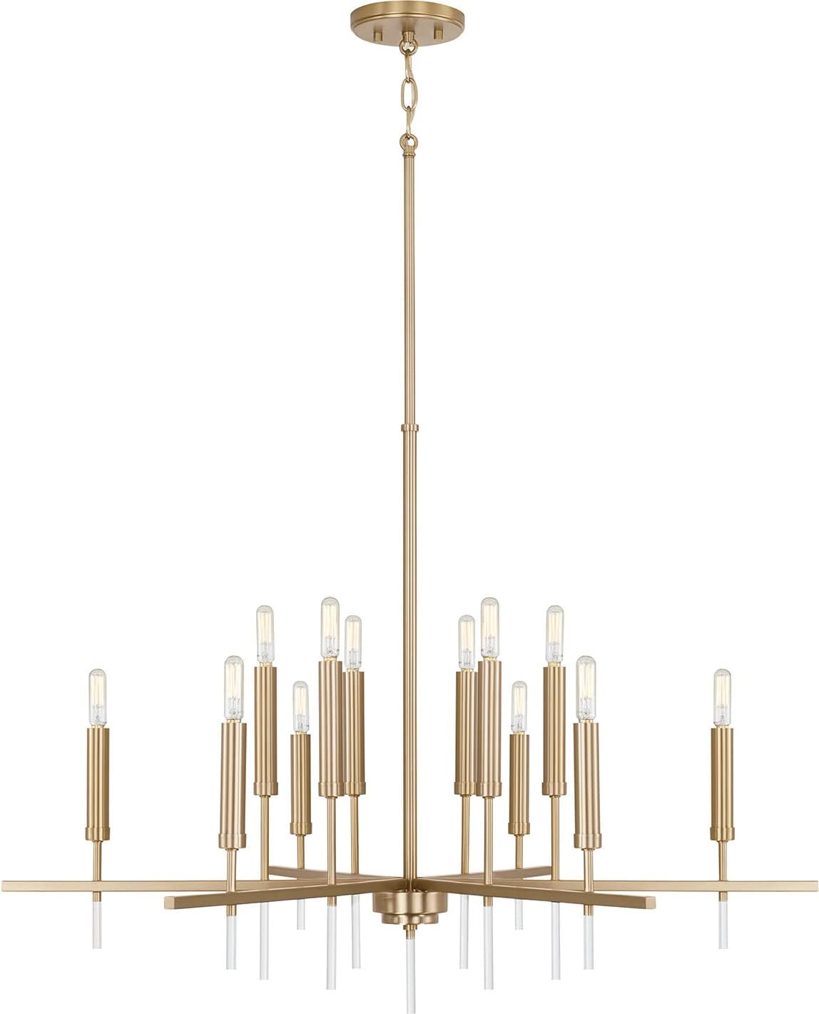 Capital Lighting 449301MA Elora Modern Luxe Lines and Acrylic Round Chandelier, 12-Light 720 Total Watts, 25" H x 35" W, Matte Brass