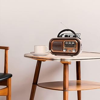 Small Retro Vintage Radio Bluetooth, Portable Radio AM FM Transistor with Best Sound, Solar/Battery Operated Radio/Rechargeable Radio, TWS, Support TF Card/USB Playing