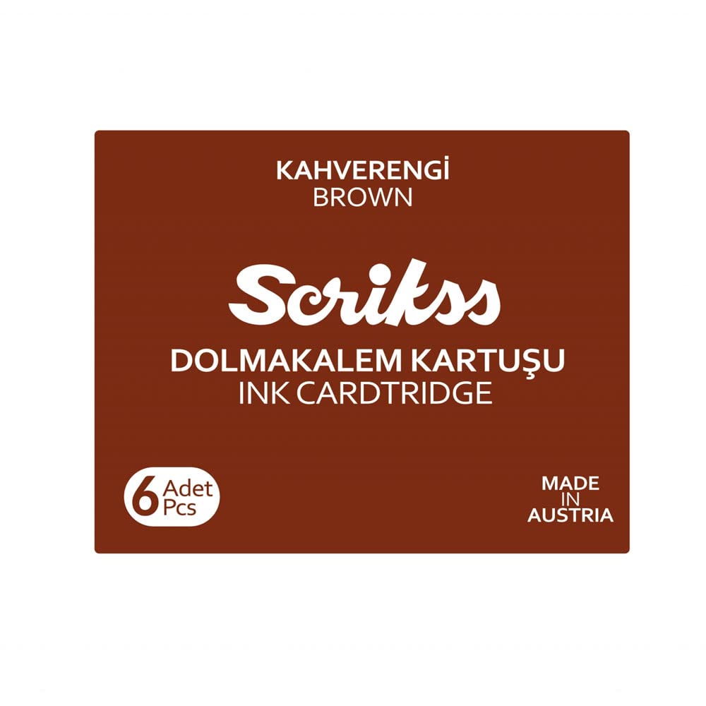 Scrikss Cartridge - Cartucho para pluma estilográfica, 6 unidades, color marrón
