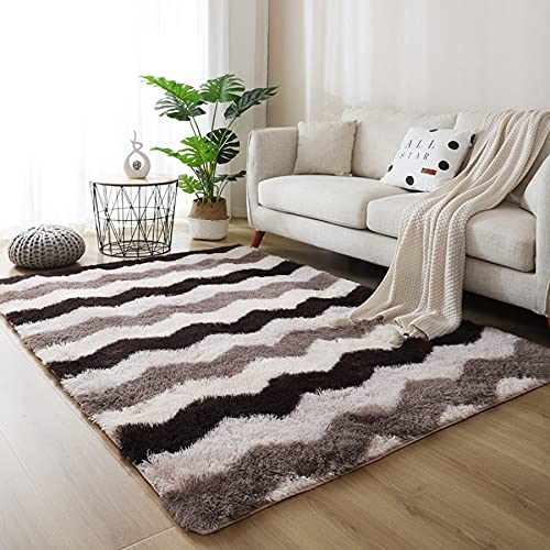 HUIXIZS Tapis en Peluche tie-Dye dégradé de Tapis, Tapis Moelleux Moderne, utilisé pour Les Tapis de décoration de Salon et de Chambre à Coucher (H001, 80x120cm) Cover