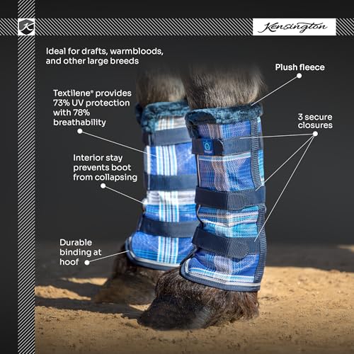 Image of Kensington Protective Products Horse Fly Boots - Fleece Trimmed - Stay-Up Technology - Protection from Insect Bites and UV Rays - Sold in Pairs (2 Boots)