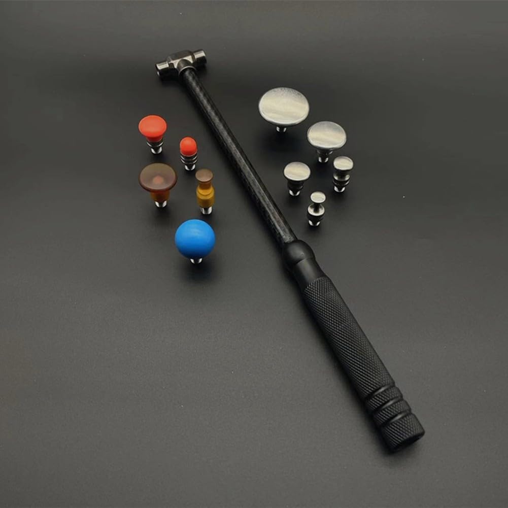 Kit de reparación de abolladuras sin pintura, herramientas de golpe de martillo, para herramientas de eliminación de abolladuras de puerta de refrigerador de coche (11 piezas)