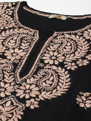 Image of Ada Hand Embroidered Lucknowi Chikankari Cotton Kurta Kurti for Women A411191