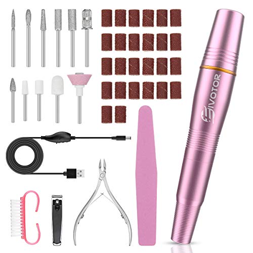 Manucure Eléctrique, EIVOTOR Ponceuse pour Ongles Professionnel Lime à Ongle Portable 11 en 1 Kit de Manucure Pédicure Antidérapant Vitesse et Direction Réglables Soin des Ongles pour Salon, Maison