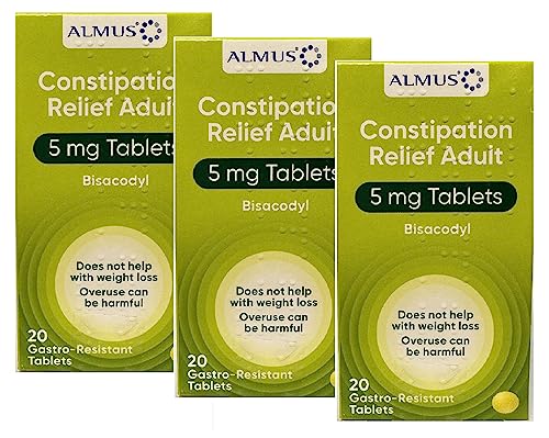 Almus Constipation Relief Gastro-Resistant Tablets 5 mg Bisacodyl - 3 x 20 Tablets