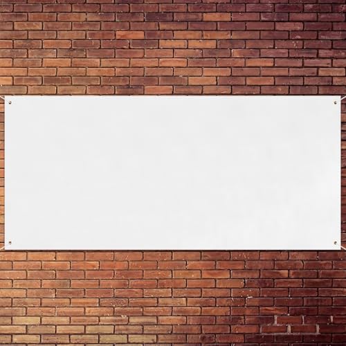 Image of Zonon Large Blank Banners And Signs Polyester Oxford Cloth Sublimation Banner To Decorate With Hanging Rope For Indoor Wall Outdoor Easy to Hang DIY Signs For Business Office(White,3 x 8 Feet)