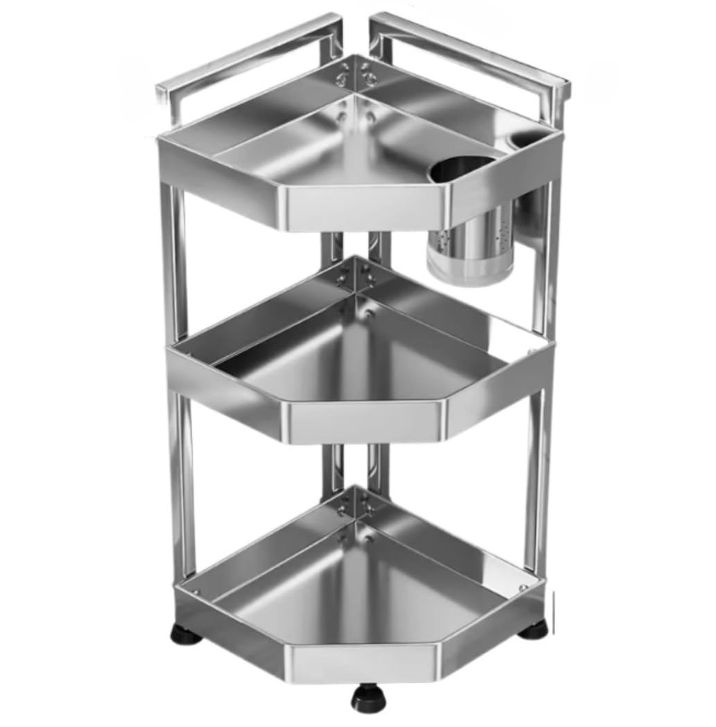 HADECOLL Spice Rack 3-Tiers Metal Spice Rack Organizer Jars Seasoning Kitchen Storage Kitchen Organiser