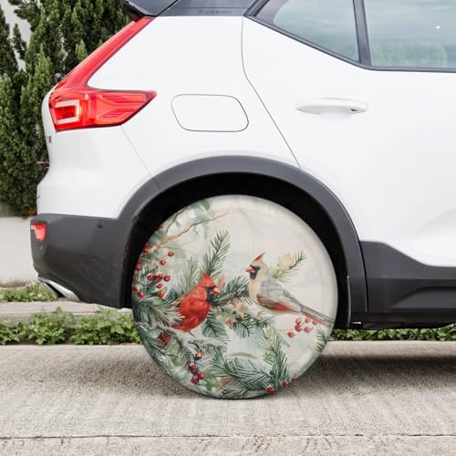 Image of Spare Tire Cover for RV Trailer, Winter Cardinal Tire Covers Universal Fit for Travel Trailer Camper Jeep RV SUV Truck Waterproof Wheel Cover (14 inch for Diameter 25 inch - 27 inch),A-53