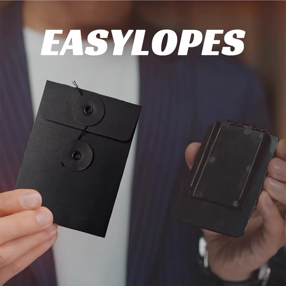 SUMAG Easylopes (Black) Magic Tricks Card to Sealed Envelope Predictions Coins Vanishes into Envelope Close-up Illusions Gimmicks Prop