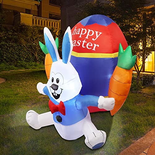 Needostar 4 Ft Happy Easter Inflatable Bunny With Egg, Easter Blow Up Decoration Rabbit Carrot, Easter Outdoor Inflatable For Garden Yard Lawn Holiday #TOP5