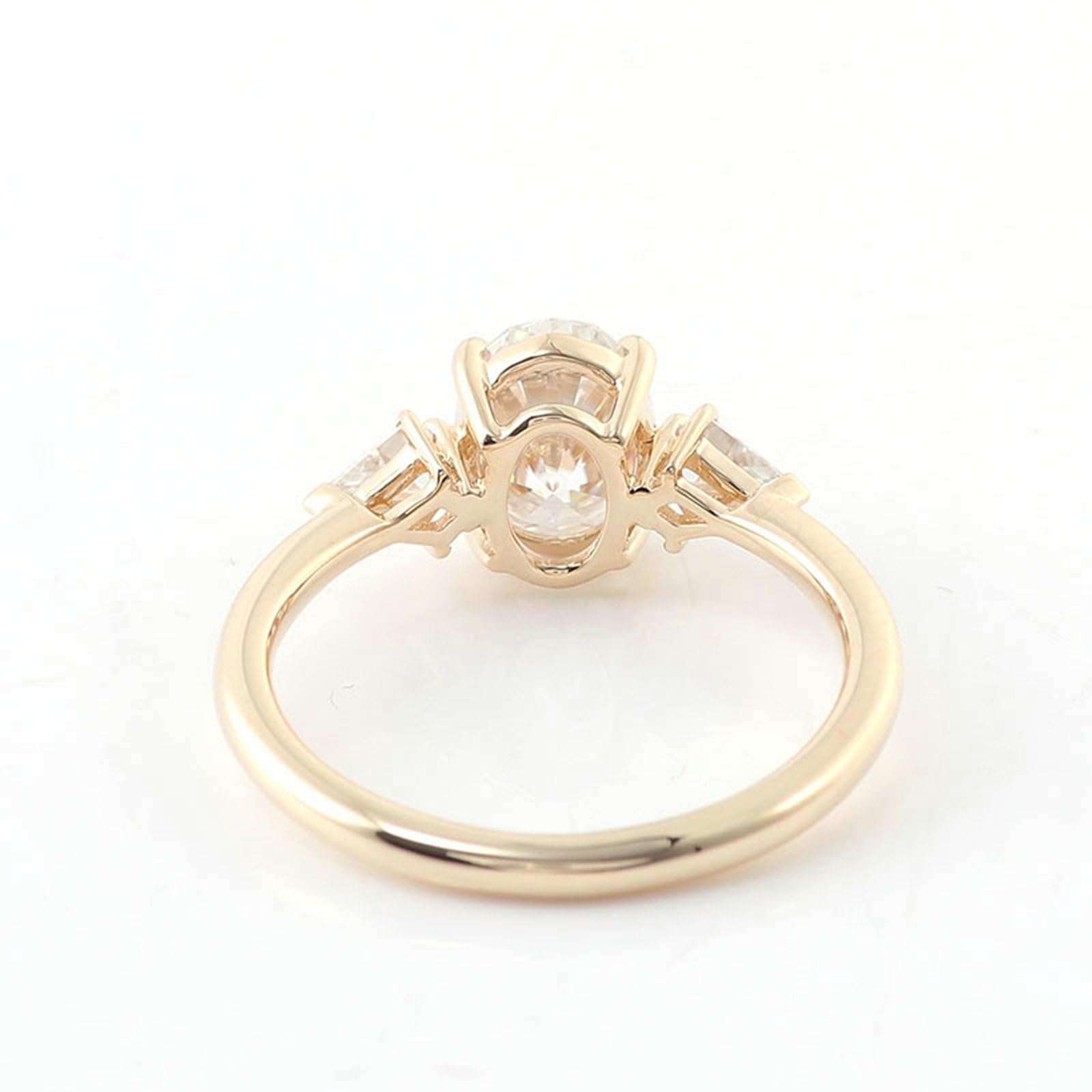 Fede Nuziale, Anello Fidanzamento Donna Oro Giallo 14K Elegante Design Geometrico con A 4 Griffe Moissanite Ovale da 1ct-3ct Anelli Matrimonio Donna Oro Giallo per Promessa